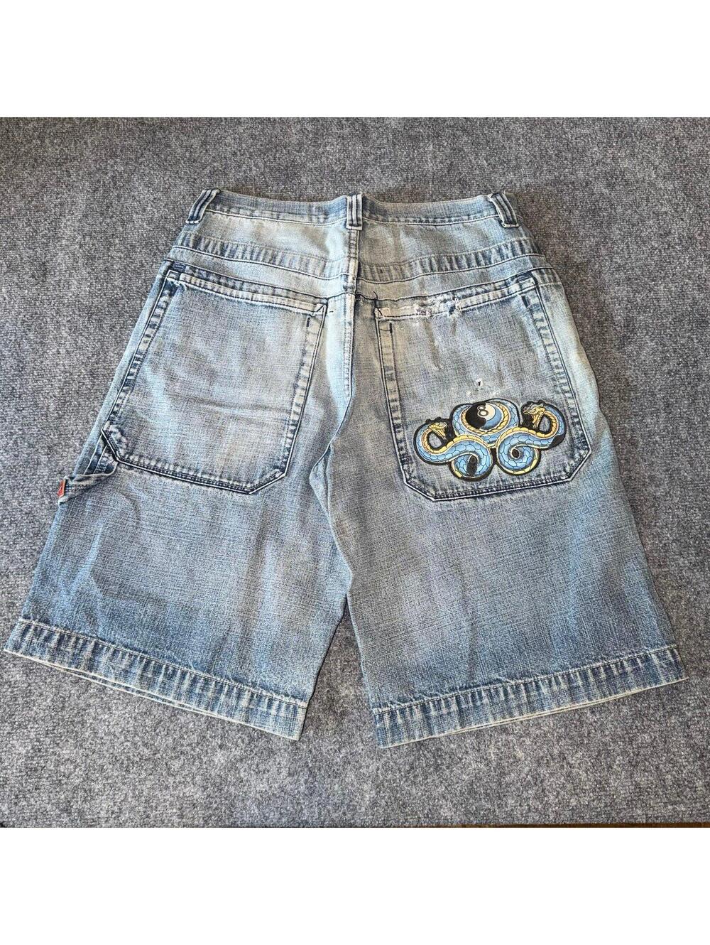 JNCO Snake 8 Ball Denim Shorts Mens LG Vtg y2k 90s Rare Grail